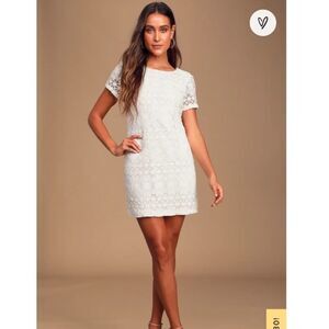 Lulus Love You For Eternity White Lace Shift Dress